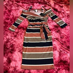 FashionNova “Sweater” Striped Body-con Dress Size Large